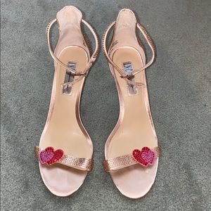 Strappy heart crystal heels